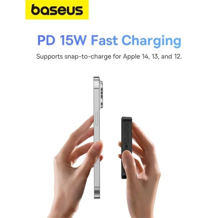 Зовнішній акумулятор з бездротовою зарядкою Baseus MagPro Magnetic Bracket 20W (5000mAh) PPCXZ05 - White: фото 9 з 12