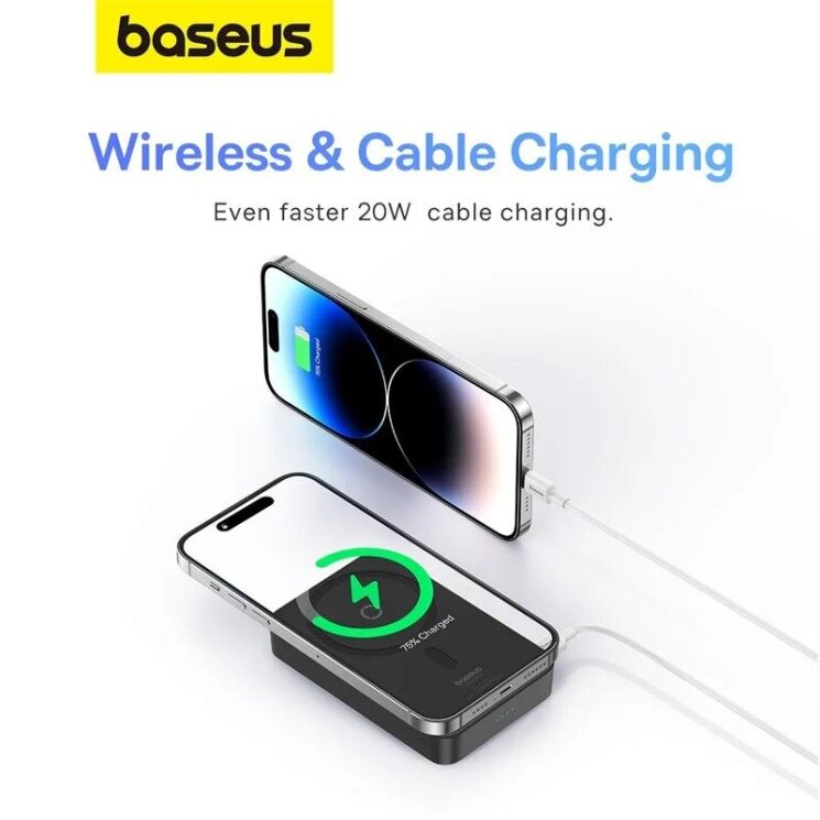 Зовнішній акумулятор з бездротовою зарядкою Baseus MagPro Magnetic Bracket 20W (5000mAh) PPCXZ05 - White: фото 12 з 12