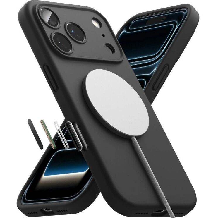 Защитный чехол Ringke Silicone Magnetic для iPhone 18 Pro Max (8800380462021) - Black: фото 5 из 19