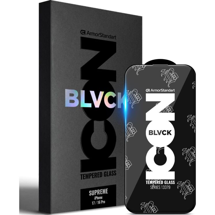 Защитное стекло ArmorStandart Supreme Black Icon (FP) для iPhone 16 Pro / 17 - Black: фото 1 из 12