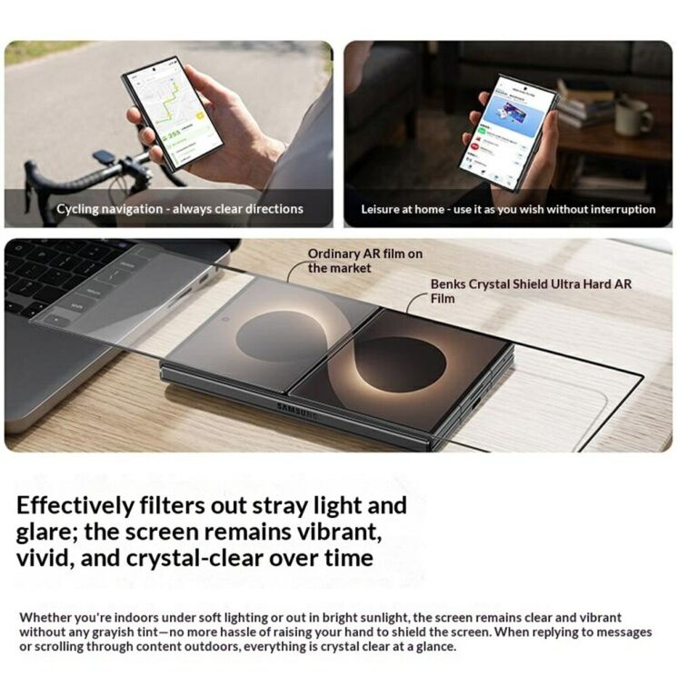 Защитное стекло BENKS GlassWarrior AR Screen Protector для Samsung Galaxy Fold 8 - Black: фото 8 из 9