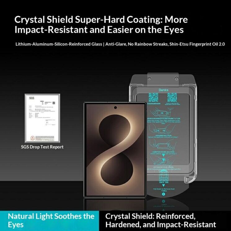 Защитное стекло BENKS GlassWarrior AR Screen Protector для Samsung Galaxy Fold 8 - Black: фото 2 из 9