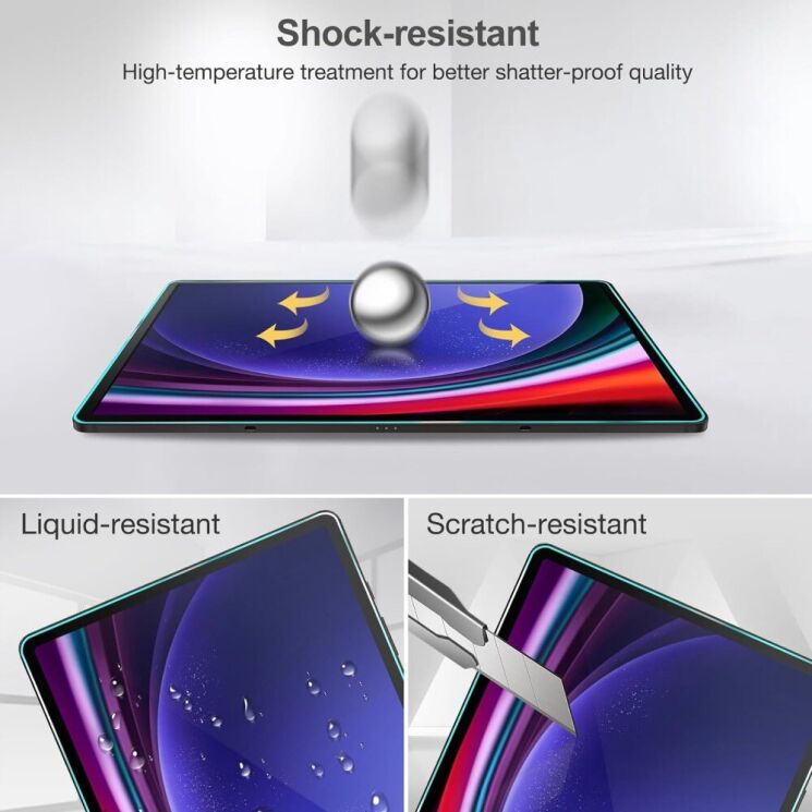 Защитное стекло Deexe HD Glass для Samsung Galaxy Tab S9 FE Plus (X610/616) - Transparent: фото 2 из 5
