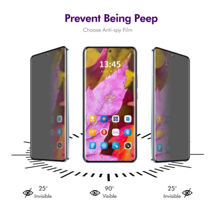Захисне скло ENKAY 3D Privacy Side Glue для Motorola Edge 50 Fusion / Moto G85 - Black: фото 4 з 10