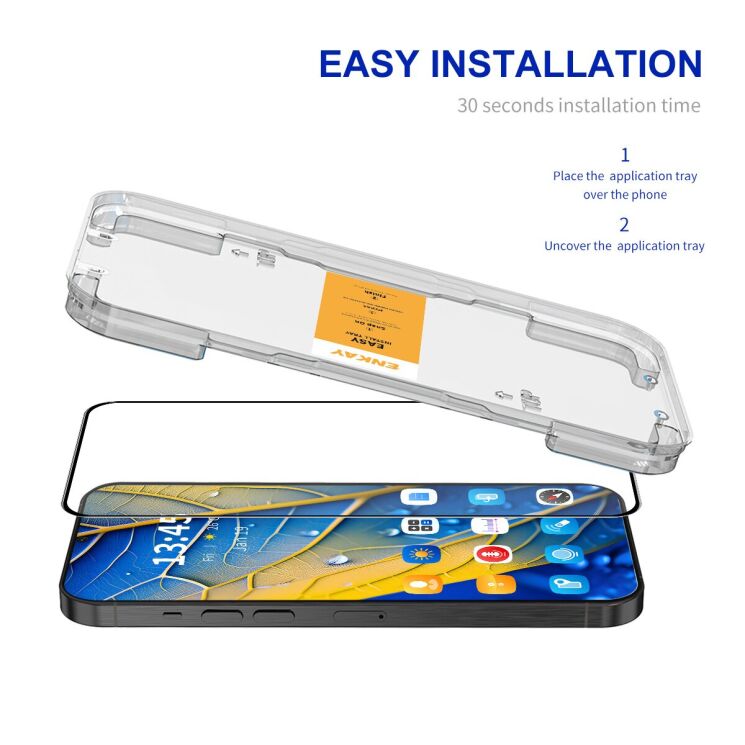 Защитное стекло ENKAY Easy Install Full Glue для TECNO Spark 30C - Black: фото 2 из 9