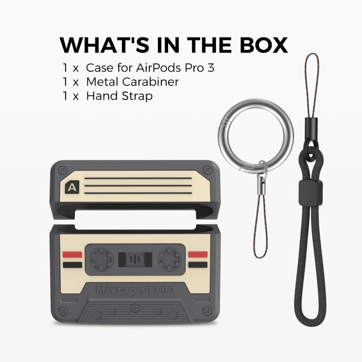 Захисний чохол AHASTYLE Retro Cassette Design для Apple AirPods Pro 3 - Charcoal Grey (390187DH) Захисний чохол AHASTYLE Retro Cassette Design для Apple AirPods Pro 3 - Charcoal Grey: фото 7 з 7
