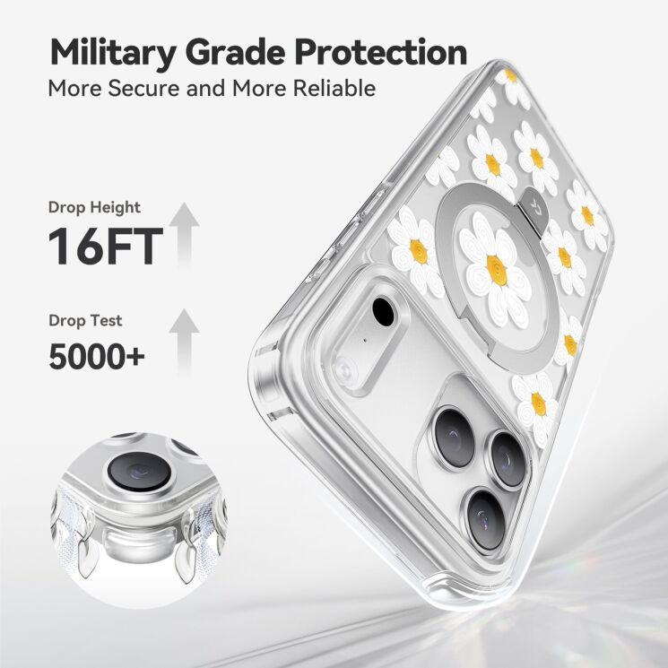 Защитный чехол CASEKOO Floral Series MagSafe для iPhone 17 Pro - Dancing Butterfly: фото 6 из 8