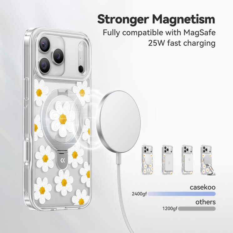 Защитный чехол CASEKOO Floral Series MagSafe для iPhone 17 Pro - Dancing Butterfly: фото 5 из 8