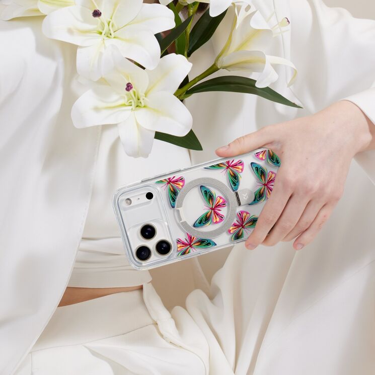 Защитный чехол CASEKOO Floral Series MagSafe для iPhone 17 Pro - Dancing Butterfly: фото 8 из 8
