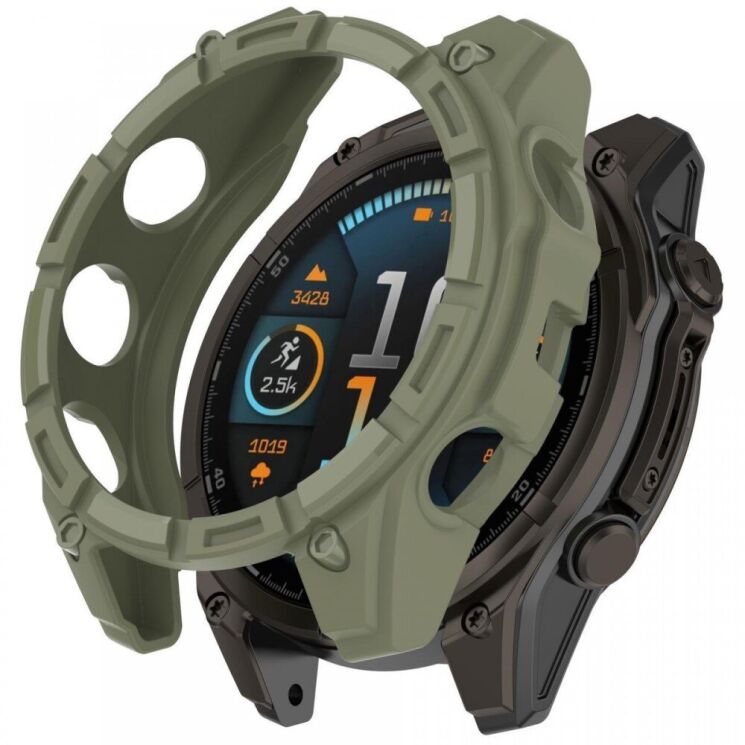 Защитный чехол Deexe Hollow Cover для Garmin Fenix 8 (43mm) - Jungle Green: фото 1 из 3