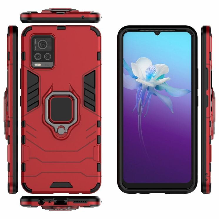 Чехол с подставкой Deexe Hybrid Case для VIVO V20 - Red: фото 3 из 7