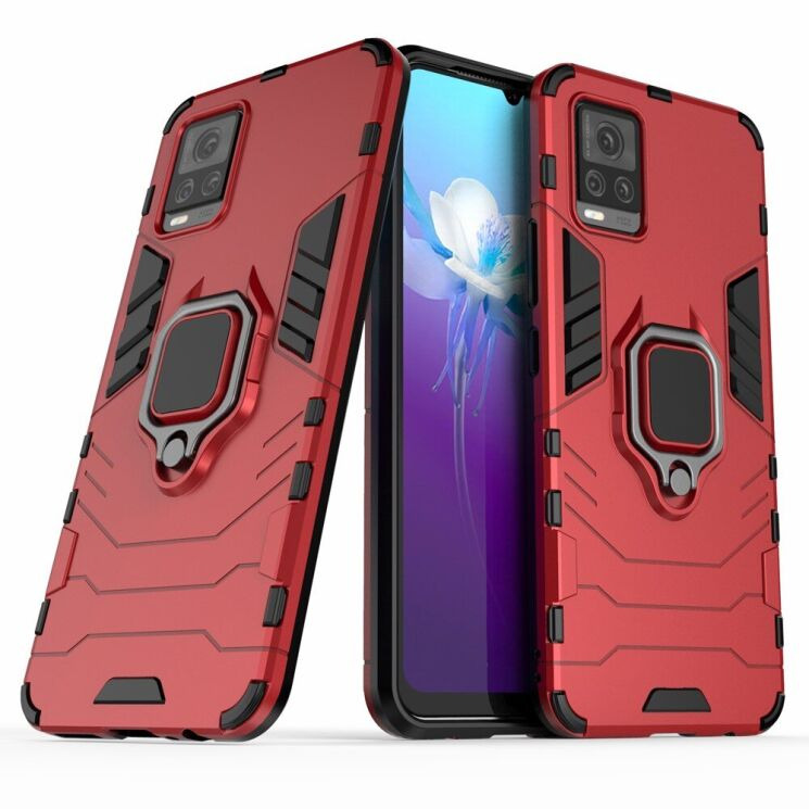 Чехол с подставкой Deexe Hybrid Case для VIVO V20 - Red: фото 1 из 7