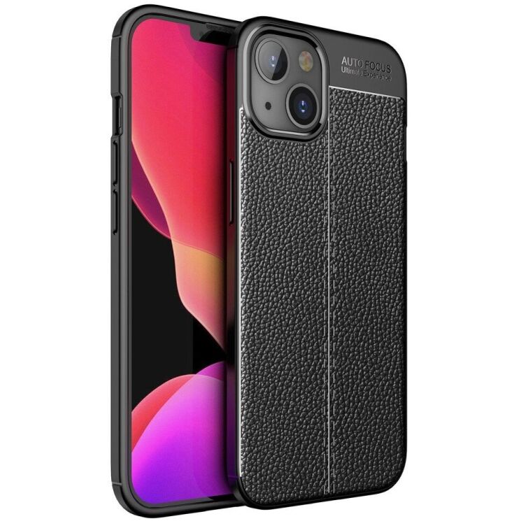 Защитный чехол Deexe Leather Cover для Apple iPhone 14 - Black: фото 1 из 9
