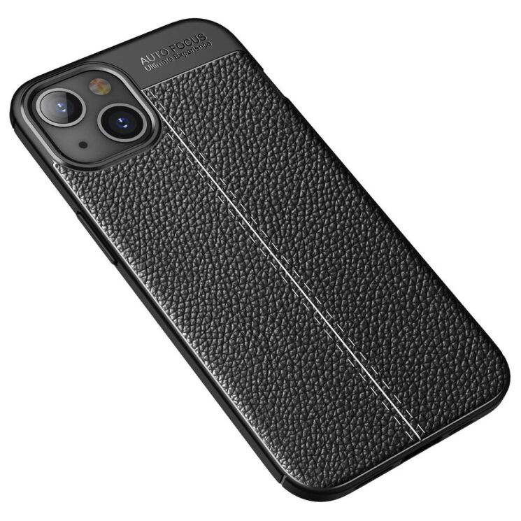 Защитный чехол Deexe Leather Cover для Apple iPhone 14 - Black: фото 2 из 9