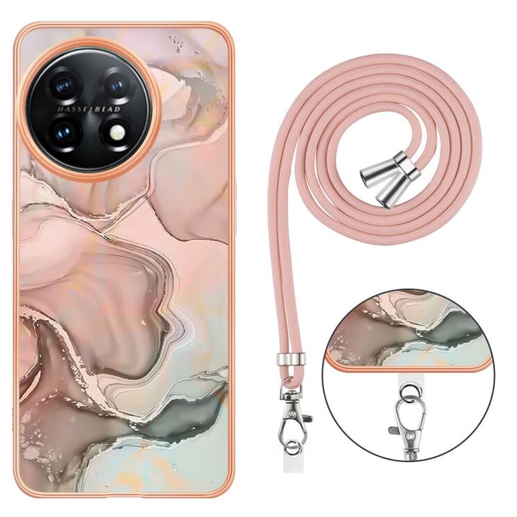 Защитный чехол Deexe Marble Case with Strap для OnePlus 11 - Pink: фото 4 из 7