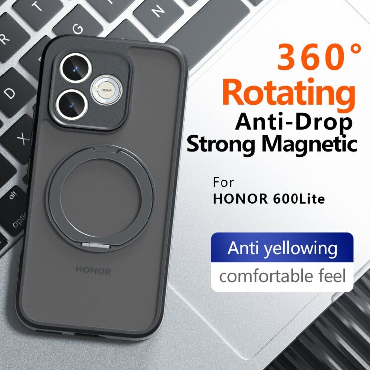 Защитный чехол Deexe Matte Skin Kickstand with MagSafe для Honor 600 Lite - Transparent Black (411807TB) Защитный чехол Deexe Matte Skin Kickstand with MagSafe для Honor 600 Lite - Transparent Black: фото 5 из 13