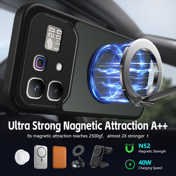 Защитный чехол Deexe Matte Skin Kickstand with MagSafe для Infinix Note 60 Pro / Note 60 - Black: фото 5 из 8