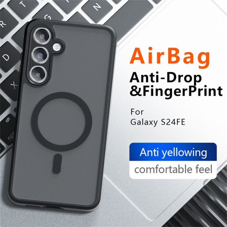 Защитный чехол Deexe Matte Skin with MagSafe для Samsung Galaxy S24 FE (S721) - Transparent / Black: фото 3 из 13