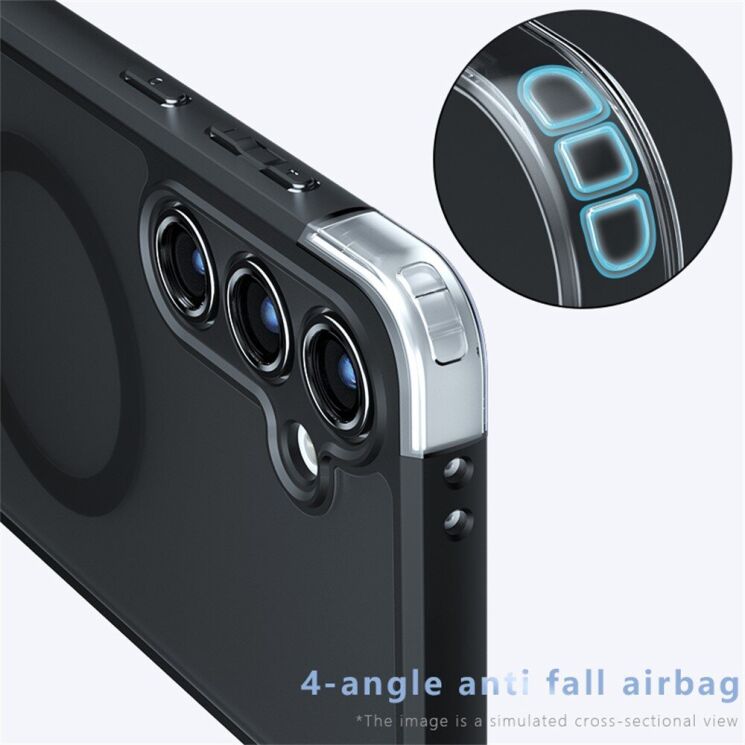 Защитный чехол Deexe Matte Skin with MagSafe для Samsung Galaxy S24 FE (S721) - Transparent / Black: фото 4 из 13