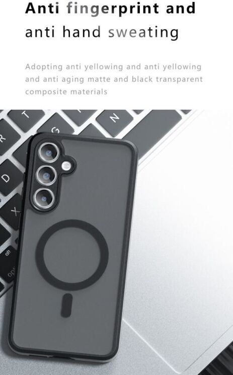 Защитный чехол Deexe Matte Skin with MagSafe для Samsung Galaxy S24 FE (S721) - Transparent / Black: фото 12 из 13