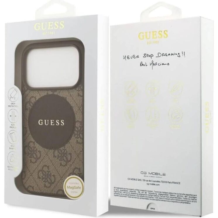 Захисний чохол Guess 4G Circle Classic Logo MagSafe для iPhone 17 Pro ( GUHMP17LP4PGRSGW) - Brown: фото 8 з 8