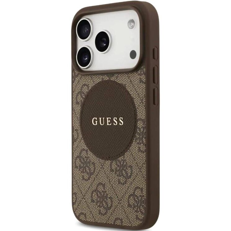 Захисний чохол Guess 4G Circle Classic Logo MagSafe для iPhone 17 Pro ( GUHMP17LP4PGRSGW) - Brown: фото 3 з 8
