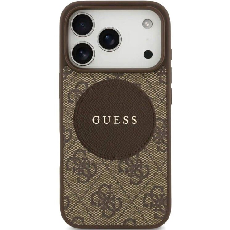 Захисний чохол Guess 4G Circle Classic Logo MagSafe для iPhone 17 Pro ( GUHMP17LP4PGRSGW) - Brown: фото 2 з 8