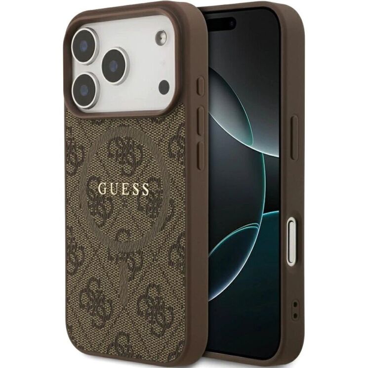 Защитный чехол Guess 4G Ring Classic Logo MagSafe для iPhone 17 Pro (GUHMP17LG4GFRW) - Brown: фото 1 из 9