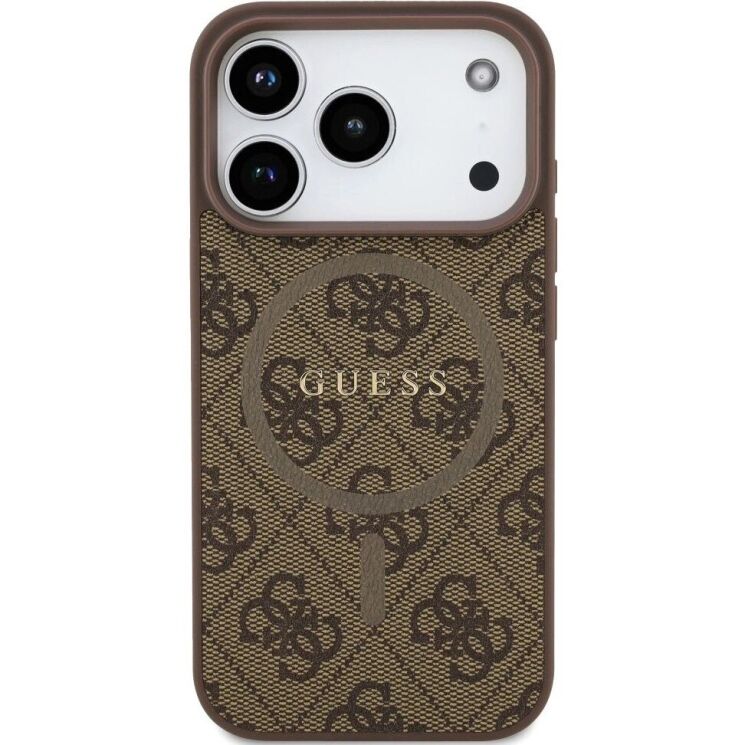 Защитный чехол Guess 4G Ring Classic Logo MagSafe для iPhone 17 Pro (GUHMP17LG4GFRW) - Brown: фото 2 из 9