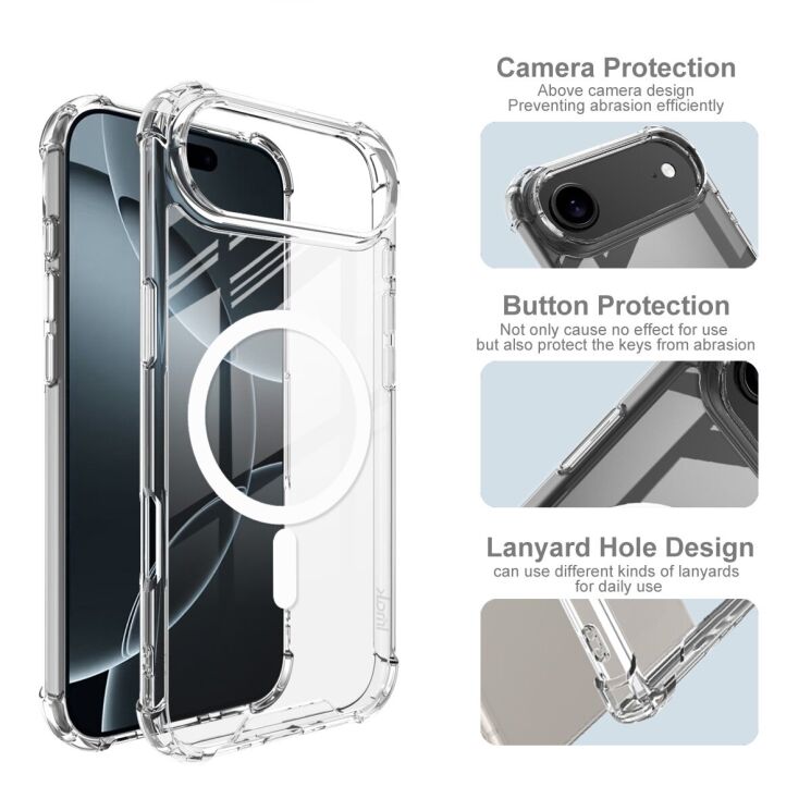 Защитный чехол IMAK Space Shield MagSafe для Apple iPhone 17 Air - Transparent: фото 5 из 9