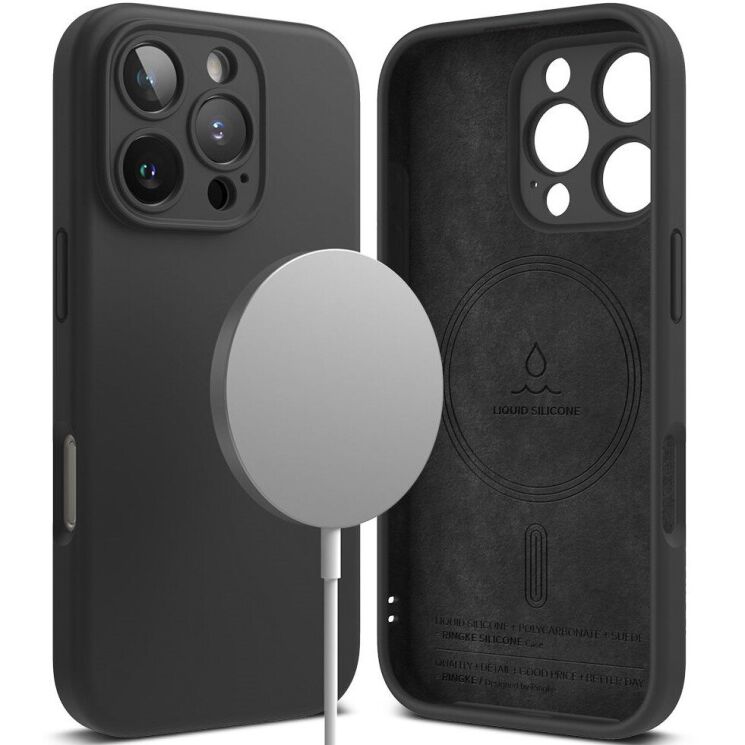 Защитный чехол Ringke Silicone Magnetic для Apple iPhone 16 Pro (8809961789946) - Black: фото 1 из 14