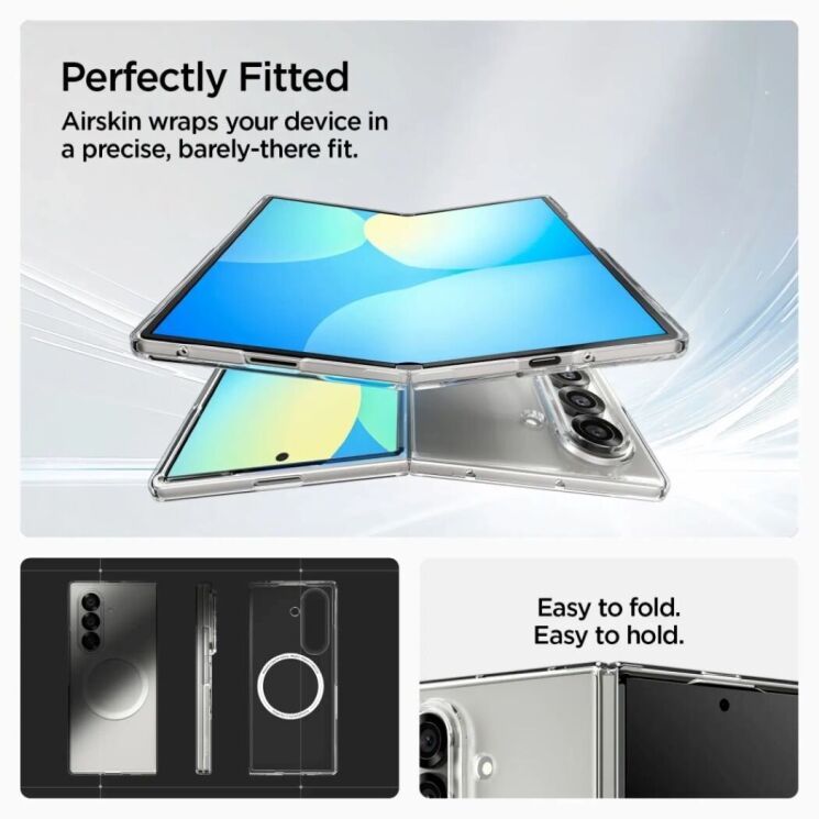 Защитный чехол Spigen (SGP) AirSkin (MagFit) для Samsung Galaxy Fold 7 (ACS09545) - Clear / White: фото 6 из 7
