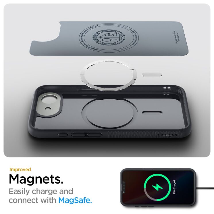 Защитный чехол Spigen (SGP) Nano Pop (MagFit) для Apple iPhone 16e (ACS09155) - Black Sesame: фото 14 из 16