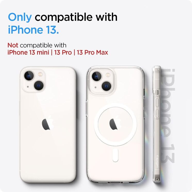 Защитный чехол Spigen (SGP) Ultra Hybrid (MagFit) для Apple iPhone 13 - White: фото 11 из 17