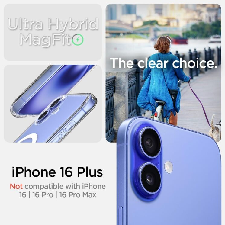 Защитный чехол Spigen (SGP) Ultra Hybrid (MagFit) для Apple iPhone 16 Plus (ACS08077) - Carbon Fiber: фото 9 из 15