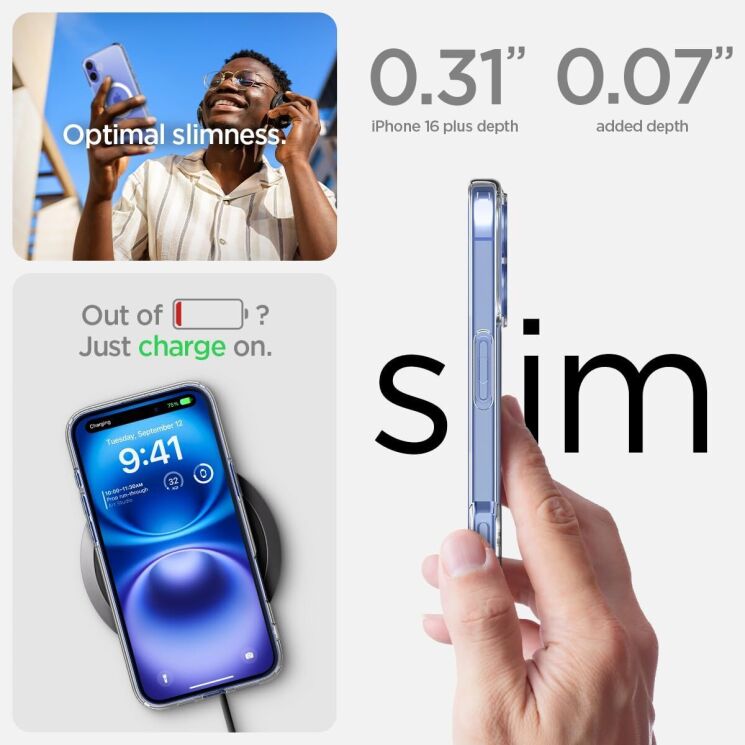 Защитный чехол Spigen (SGP) Ultra Hybrid (MagFit) для Apple iPhone 16 Plus (ACS08077) - Carbon Fiber: фото 14 из 15