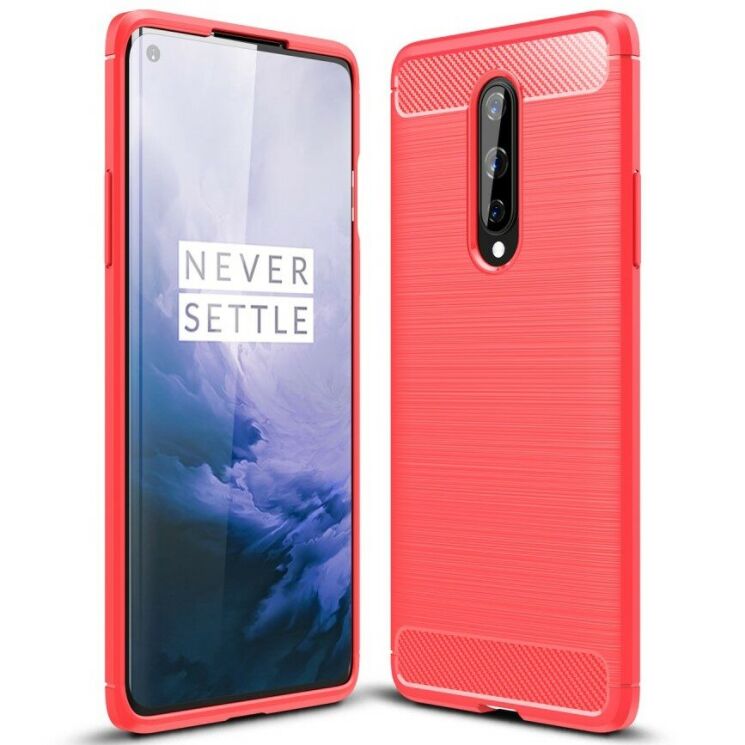 Силиконовый (TPU) чехол UniCase Carbon для OnePlus 8 - Red: фото 1 из 10
