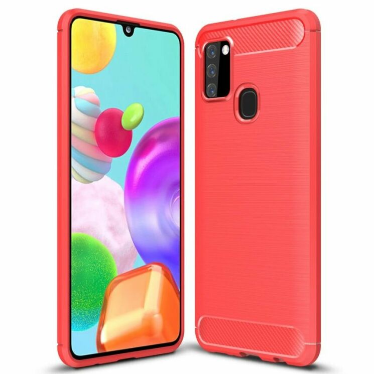 Захисний чохол UniCase Carbon для Samsung Galaxy A21s (A217) - Red: фото 1 з 11