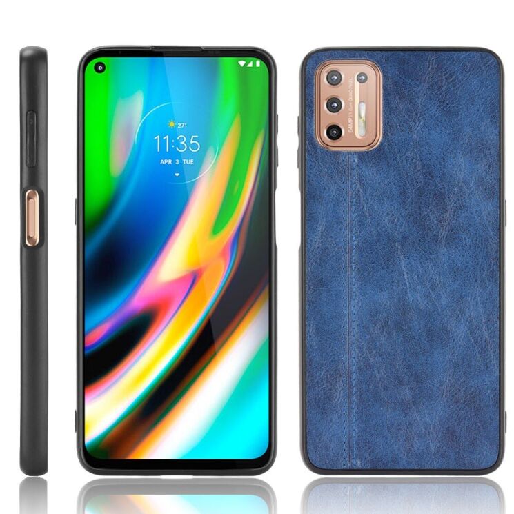 Защитный чехол UniCase Leather Series для Motorola Moto G9 Plus - Blue: фото 1 из 10