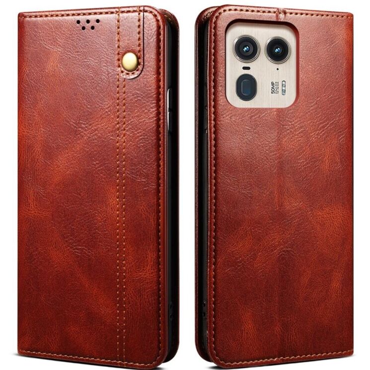 Защитный чехол UniCase Leather Wallet для Motorola Edge 50 Ultra - Brown: фото 1 из 6