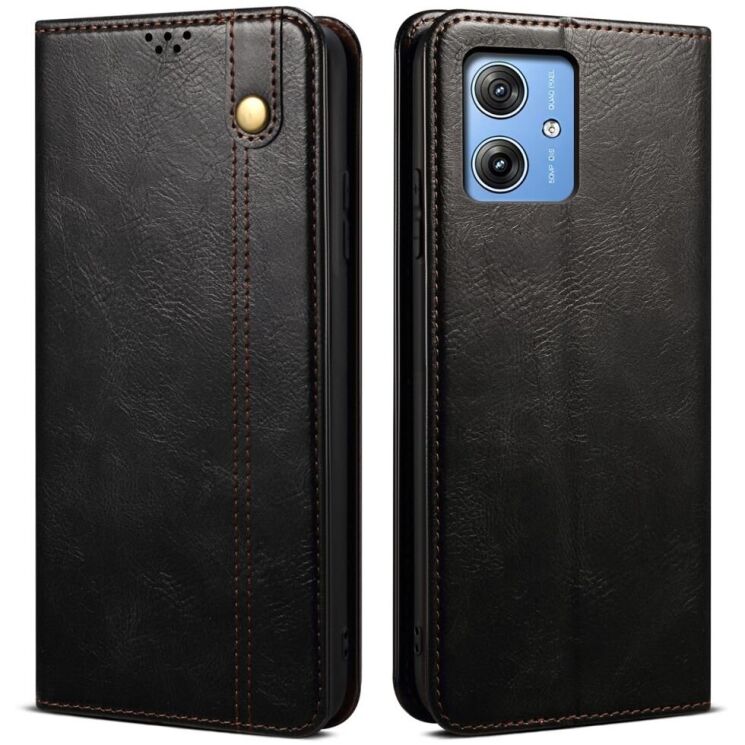 Захисний чохол UniCase Leather Wallet для Motorola G55 - Black: фото 1 з 7