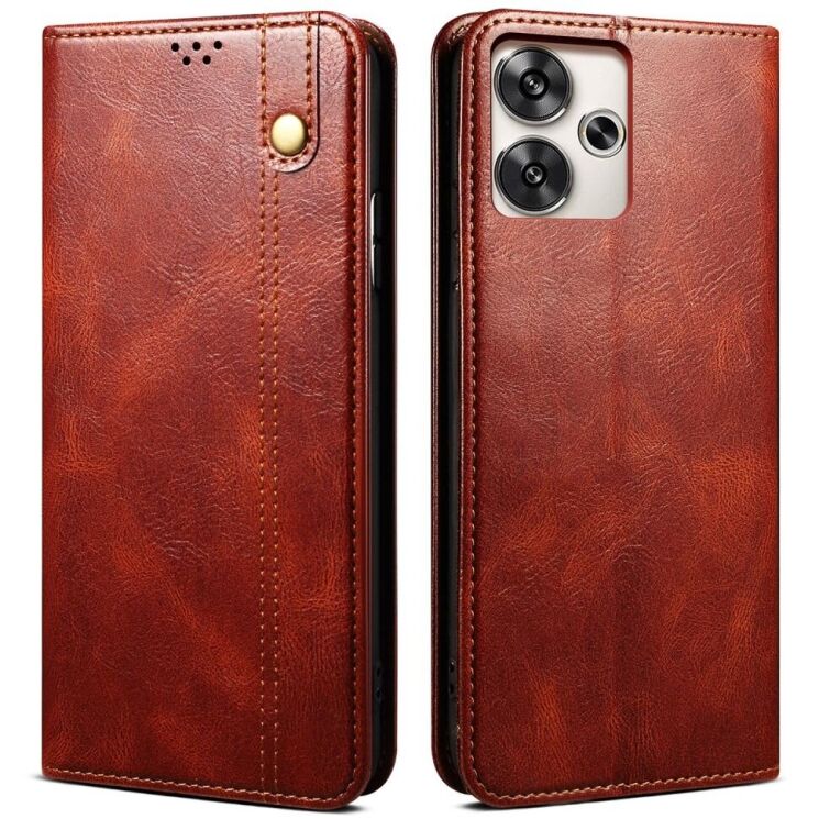 Защитный чехол UniCase Leather Wallet для Xiaomi Poco F6 - Brown: фото 1 из 6