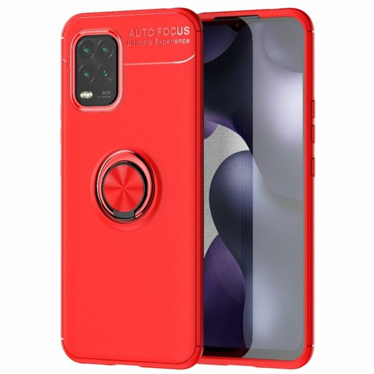 Чехол с магнитным кольцом UniCase Magnetic Ring для Xiaomi Mi 10 Lite - Red: фото 1 из 16