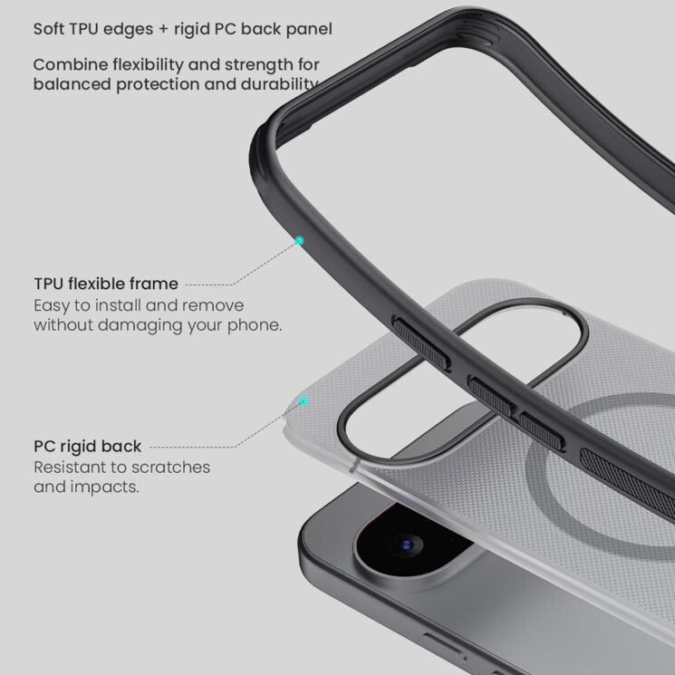 Защитный (PC+TPU) чехол NILLKIN Frosted Shield Pro Magnetic для Google Pixel 11 - Black: фото 10 из 13