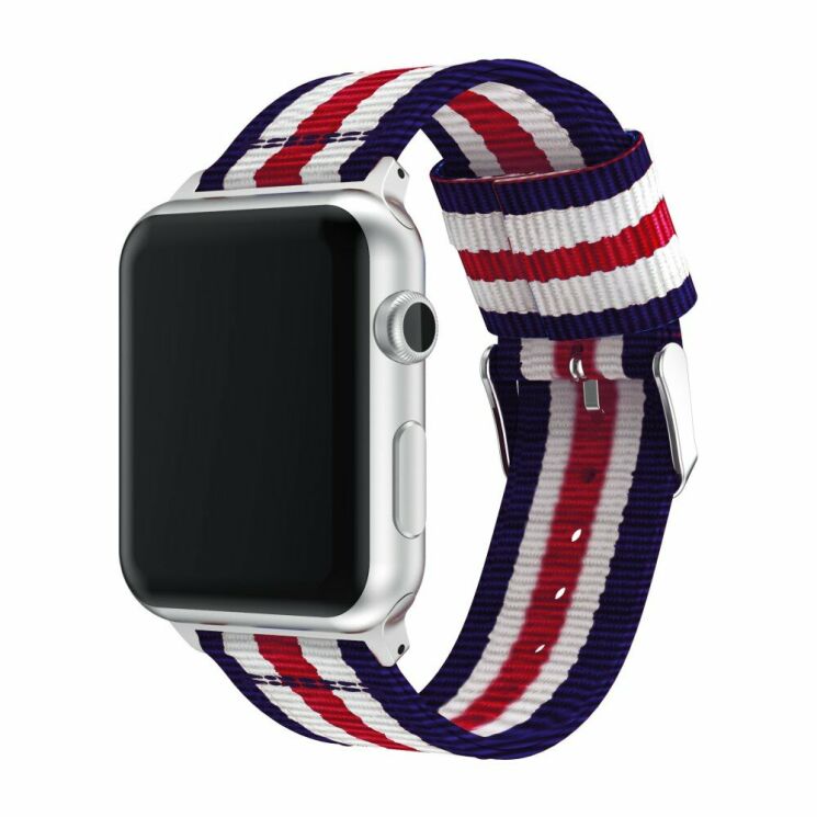 Ремешок UniCase Nylon для Apple Watch 42 (Series 10) / 41 / 40 / SE 40 / 38 - Blue / White / Red Five Stripes: фото 2 из 16