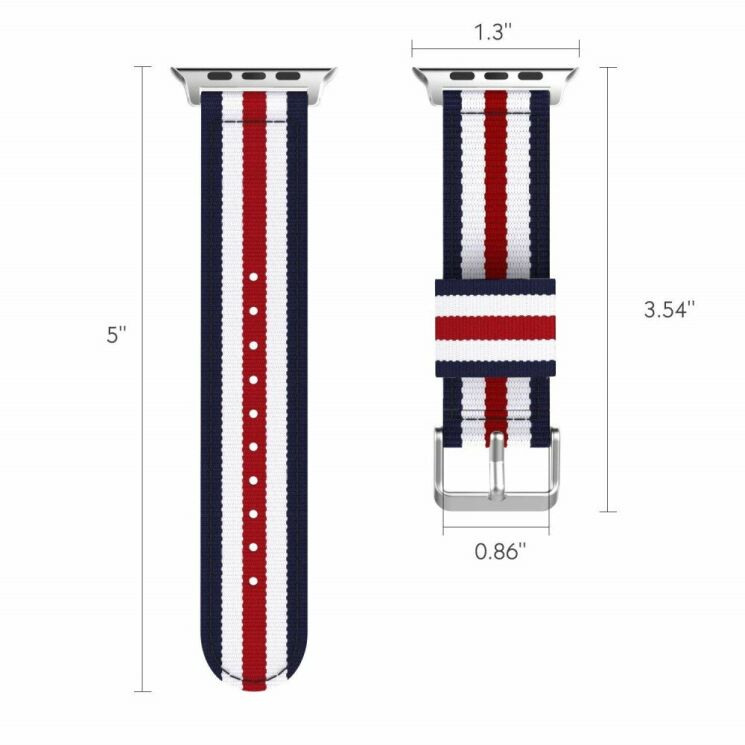 Ремешок UniCase Nylon для Apple Watch 42 (Series 10) / 41 / 40 / SE 40 / 38 - Blue / White / Red Five Stripes: фото 9 из 16