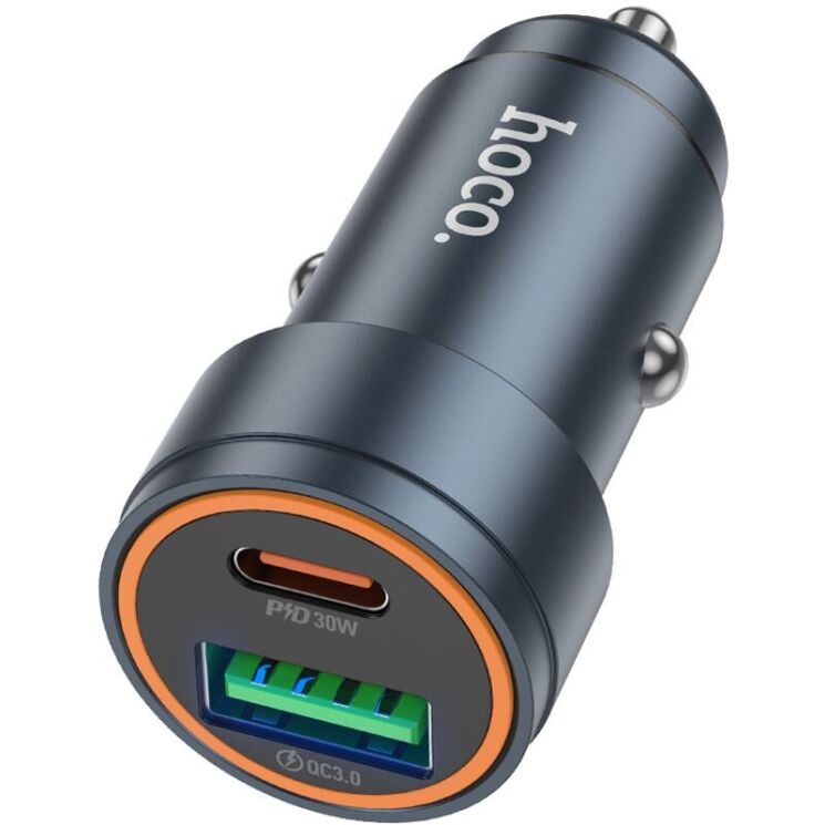 Автомобильное зарядное устройство Hoco Z57A Glorious PD30W + QC3.0 - Metal Grey: фото 3 из 7