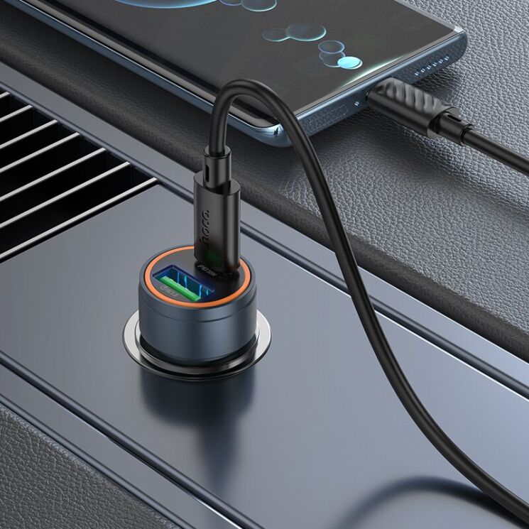 Автомобильное зарядное устройство Hoco Z57A Glorious PD30W + QC3.0 - Metal Grey: фото 7 из 7