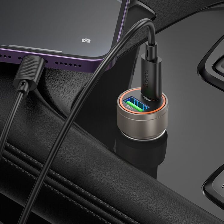 Автомобильное зарядное устройство Hoco Z57A Glorious PD30W + QC3.0 - Metal Grey: фото 6 из 7