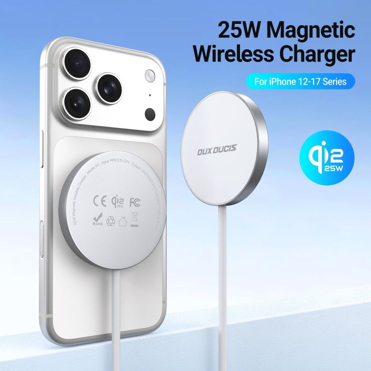 Беспроводное зарядное устройство DUX DUCIS H1 Magnetic Wireless Charger Qi2.2 (25W) - White (958316W) Беспроводное зарядное устройство DUX DUCIS H1 Magnetic Wireless Charger Qi2.2 (25W) - White: фото 4 из 11
